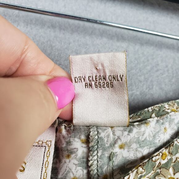 Vintage Express Size 5/6 Button Front Mini Skirt Green Cream Ditzy Microfloral - Picture 8 of 9